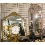 OVERMANTLE MIRROR & AN ARCHED MIRROR
