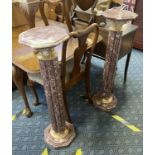 PAIR OF RED MARBLE PEDESTALS