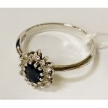 18CT WHITE GOLD SAPPHIRE & DIAMOND RING SIZE M 2.3 GRAMS APPROX
