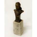 BRONZE FIGURE OF MOZART ON MARBLE BASE - SIGNED 12CMS (H) APPROX