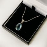 STERLING SILVER TOPAZ PENDANT & CHAIN