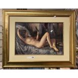 NUDE PRINT OF A LADY RESTING - SIGNED LTD EDITION - 33.5CMS (H) X 50.5CMS (W) APPROX