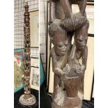 TALL CARVED AFRICAN STANDARD LAMP - 147 CMS (H) APPROX