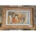 JEAN LE GUENNEC OIL ON CANVAS - EQUINE STUDY 32CMS (H) X 53CMS (W) APPROX