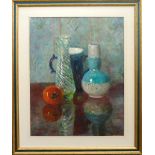 ZOYA POPOVA (BORN 1915) ''STILL LIFE WITH VASE 1992 OIL ON PAPER 49CMS X 39CMS