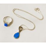 STERLING SILVER OPAL SET - PENDANT & RING