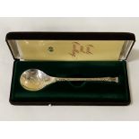 HM SILVER COMMEMORATIVE SPOON 1 OZ APPROX - BOXED