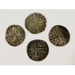 FOUR EDWARD 1 HAMMERED PENNIES