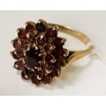 9CT GOLD RUBY CLUSTER RING - SIZE M/N - TOTAL WEIGHT APPROX 4.8 GRAMS