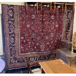 FINE SIGNED NORTH EAST PERSIAN MESHED CARPET 415CMS X 300CMS