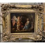 GILT FRAMED OIL ON PANEL - ANGEL VISITATION - ITALIAN SCHOOL