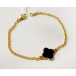 14CT GILT SILVER BLACK CLOVER BRACELET