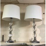 PAIR OF GLASS TABLE LAMPS 70CMS (H)