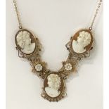 VICTORIAN 18CT GOLD CAMEO NECKLACE - 11.8 GRAMS APPROX