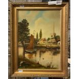 OIL ON CANVAS DUTCH SCENE SIGNED JA DE GUUI 24CMS X 34CMS