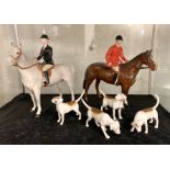 BESWICK FOX & HOUND GROUP WITH 2 HUNTSMEN