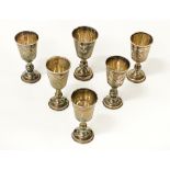 SIX KIDDISH CUPS IN HM SILVER - 129 GRAMS APPROX