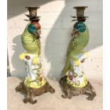 PAIR OF PARROT CANDLESTICKS