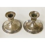 PAIR OF SILVER CANDLESTICKS - 8 CMS (H) APPROX