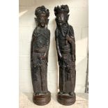 PAIR OF CARVED EASTERN FIGURES 42CMS (H)