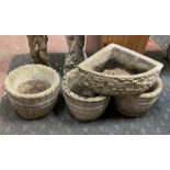 3 CONCRETE POTS & 1 PLANTER