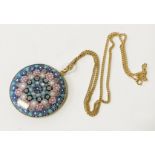 9CT GOLD CHAIN (APPROX 6 GRAMS) WITH 925 GILT SILVER MILLEFIORI PENDANT
