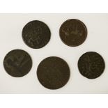 COLLECTION OF ENGLISH HAMMERED COINS 1796, 1813, 1792, 1799 & 1812