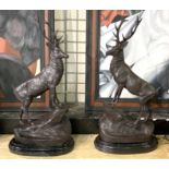 PAIR OF BRONZE STAGS 75CMS (H) APPROX