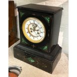 BLACK SLATE MANTEL CLOCK 34CMS (H)