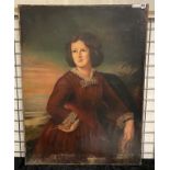 EARLY 18TH - 19TH CENTURY PORTRAIT OF A YOUNG GIRL A/F - 86CMS X 106CMS