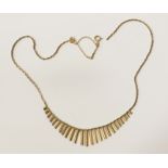 9CT GOLD SUNRAY DROP NECKLACE IN CASE - A/F - APPROX 10 GRAMS
