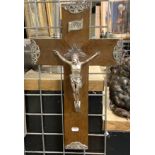 ART DECO SILVER ON COPPER CRUCIFIX