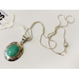 STERLING SILVER MEXICAN TURQUOISE PENDANT & CHAIN