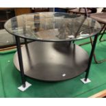TWO TIER GLASS TOPPED CIRCULAR COFFEE TABLE
