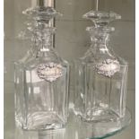 PAIR OF BACCARAT DECANTERS WITH H/M SILVER LABELS