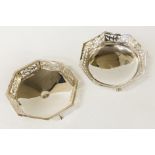 TWO SILVER FRETWORK DISHES - APPROX 6.3 OZ