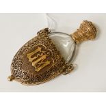 GOLD CASED PERFUME BOTTLE WITH MONOGRAM L M