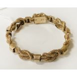 LADIES 9CT GOLD ROPE KNOT BRACELET - APPROX 39.8 GRAMS