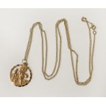 9CT GOLD ST CHRISTOPHER WITH 24'' CHAIN - APPROX 9 GRAMS