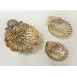 THREE HM SILVER SHELL DISHES - APPROX 9.4 OZ
