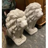 PAIR OF EXTRA LARGE SEATED LIONS