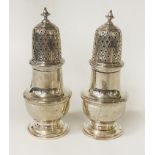 PAIR OF HM SILVER SUGAR SIFTERS - 15.5 CMS (H) APPROX - 12.3 OZ