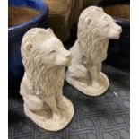 PAIR OF SEATED LIONS