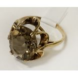 9CT GOLD GEMSTONE RING - OVAL SHAPE - SIZE L - 3 GRAMS APPROX