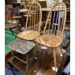 2 ERCOL CHAIRS & AN EARLY ERCOL STOOL A/F