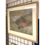 PASTEL - SWISS ALPINE SCENE SIGNED