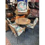 ROUND WICKER TABLE & 4 CHAIRS
