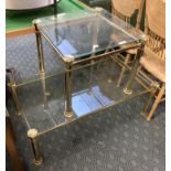 2 BRASS GLASS TOP TABLES