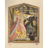 ETHEL LARCOMBE - THE BALL - HAND COLOURED ETCHING ON WOVE - ARTIST PROOF - 20 X 14.5 CMS