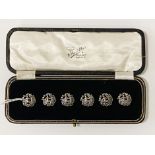 HM SILVER SET OF SIX CASED BUTTONS